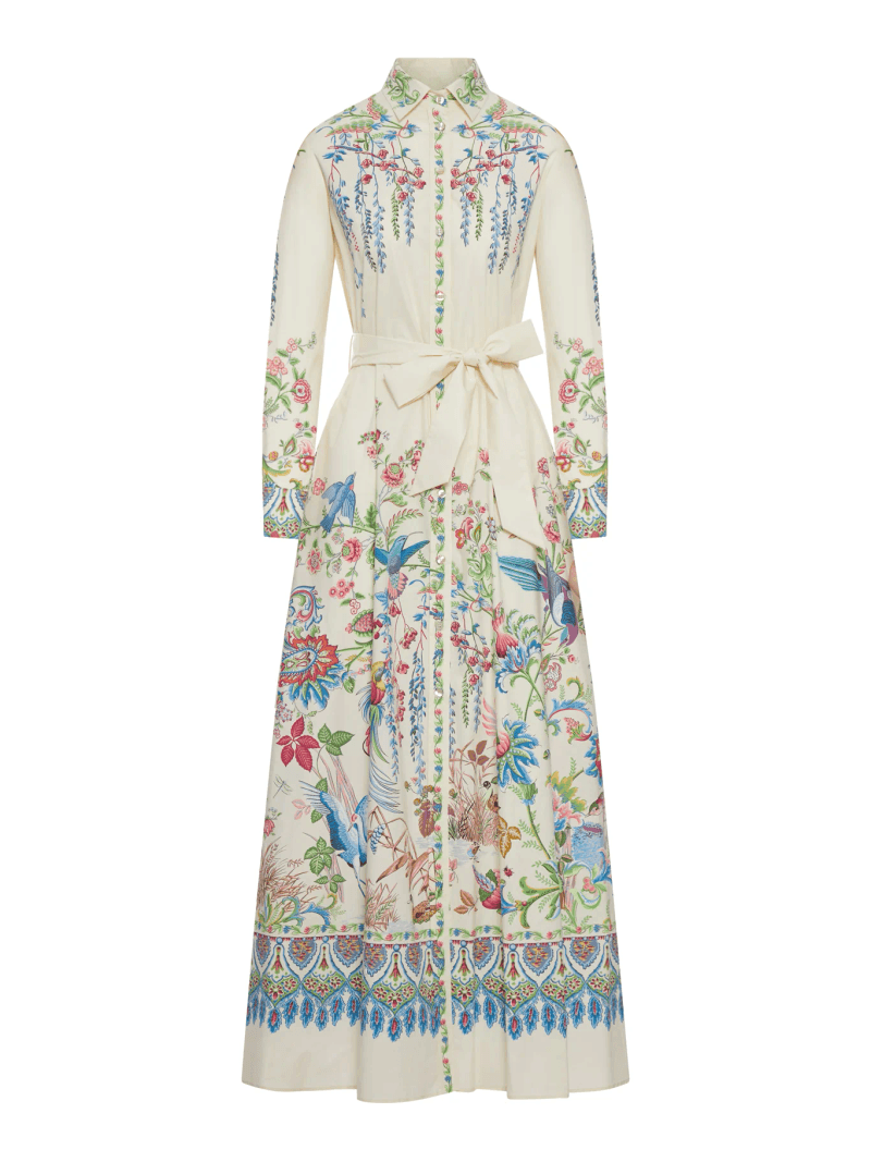 LONG SILK CHEMISIER DRESS WITH FLORAL PRINT AND BELT - Etro - Woman